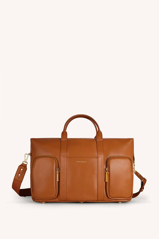 Vegan Leather Duffel Bag — Tan