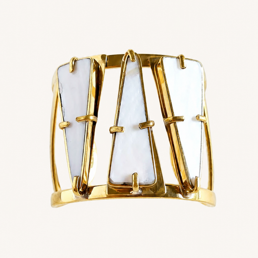 Brass Seashell Cuff Bracelet — Mother of Pearl
