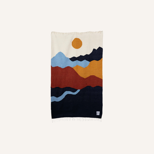 Handwoven Throw Blanket | Mountains | Recycled