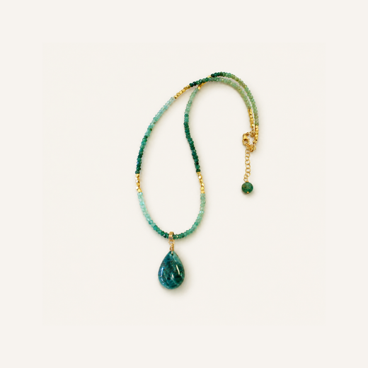 Ombre Beaded Necklace. Grandidierite. Apatite.