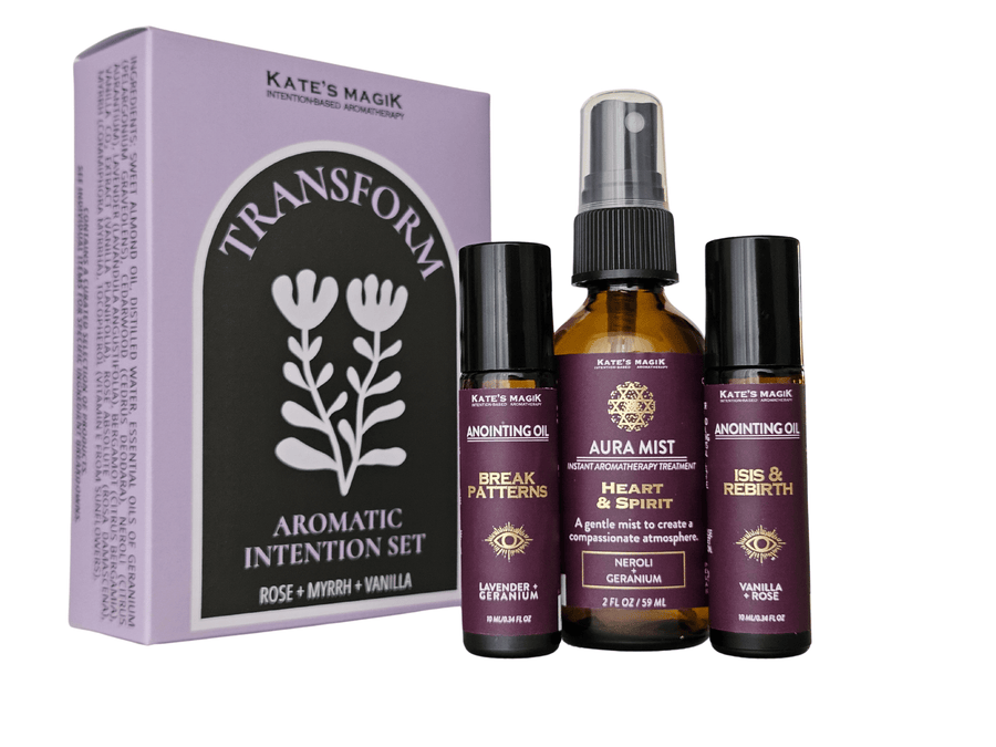 Transform aromatherapy box with spray bottles, purple packaging, Reset
